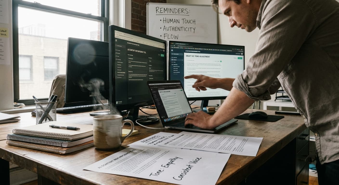 Why AI Repurposing Breaks at Tone, Not Generation