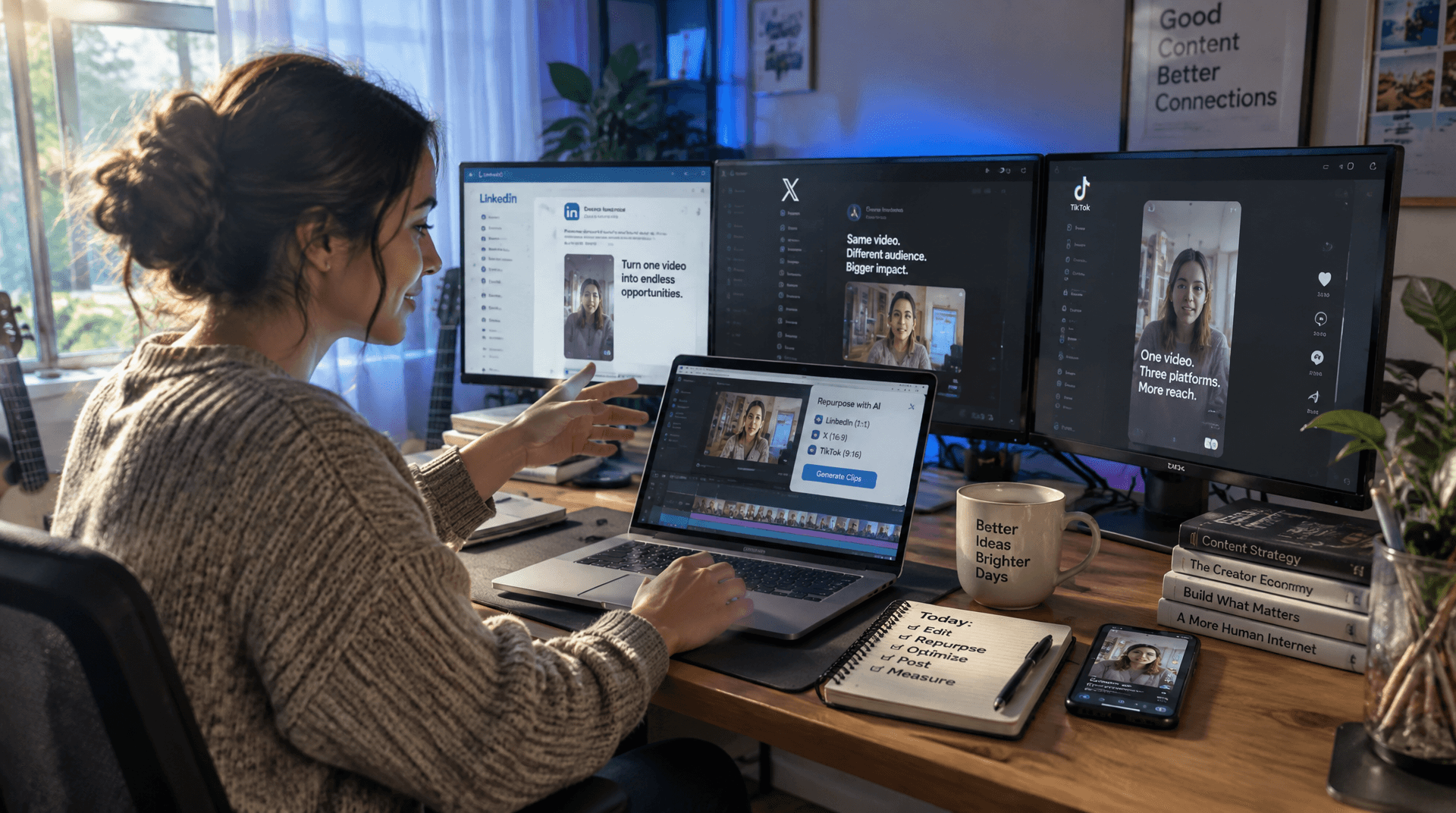 AI Content Repurposing: Semantic Chunking, Tone Matching Turn One Asset Into LinkedIn, X, TikTok